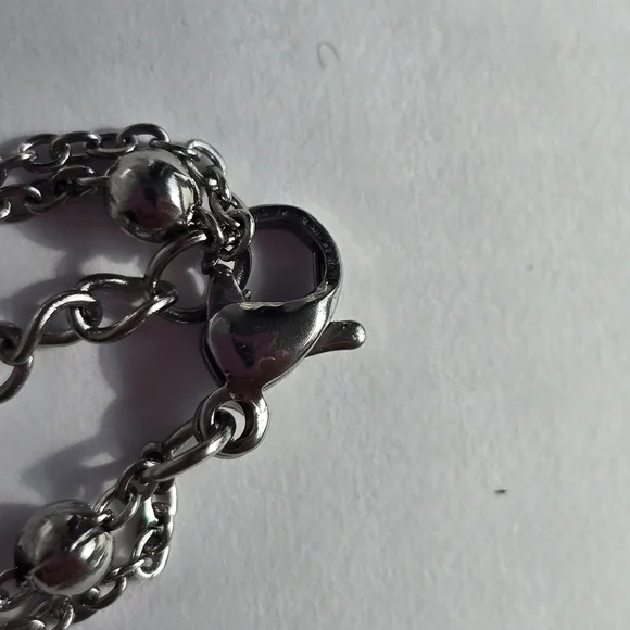 Double-Layer Silver Padlock Necklace - Picture 8 of 10